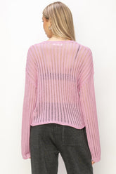 HYFVE Women's Openwork Ribbed Long Sleeve Knit Top - Chic & Versatile